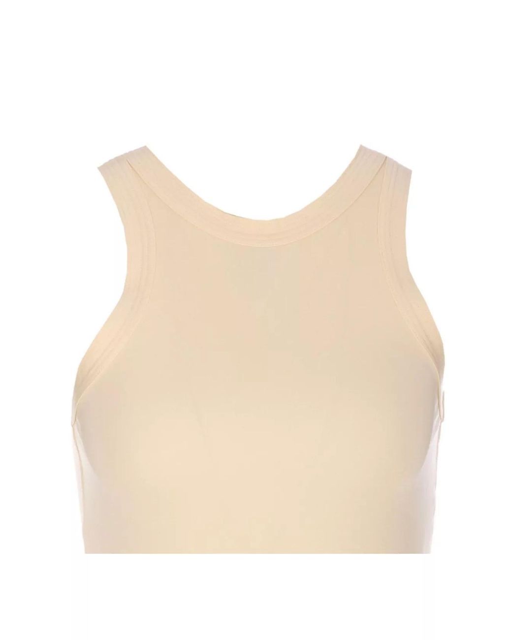 Totême  Natural Sleeveless Round Neck Fitted Silhouette Top