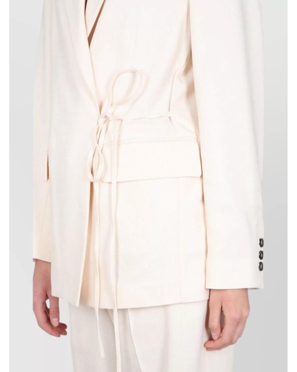 MSGM White Viscose Drawstring Blazer