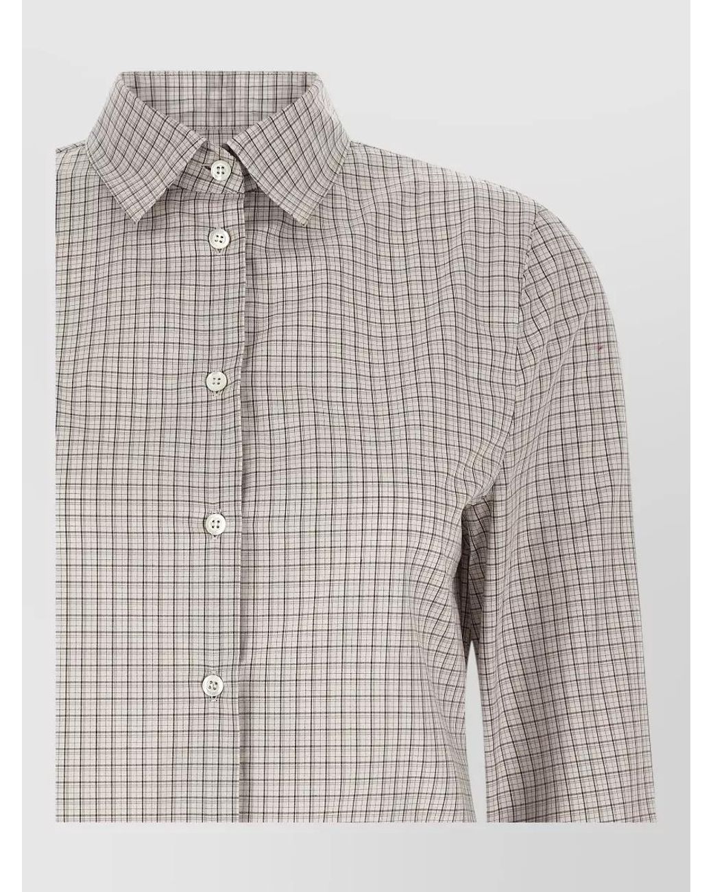 Maison Margiela Gray Checked Cotton Pointed Hem Shirt