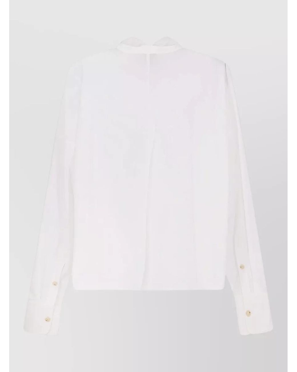Alysi White Cotton V-Neck Asymmetric Blouse