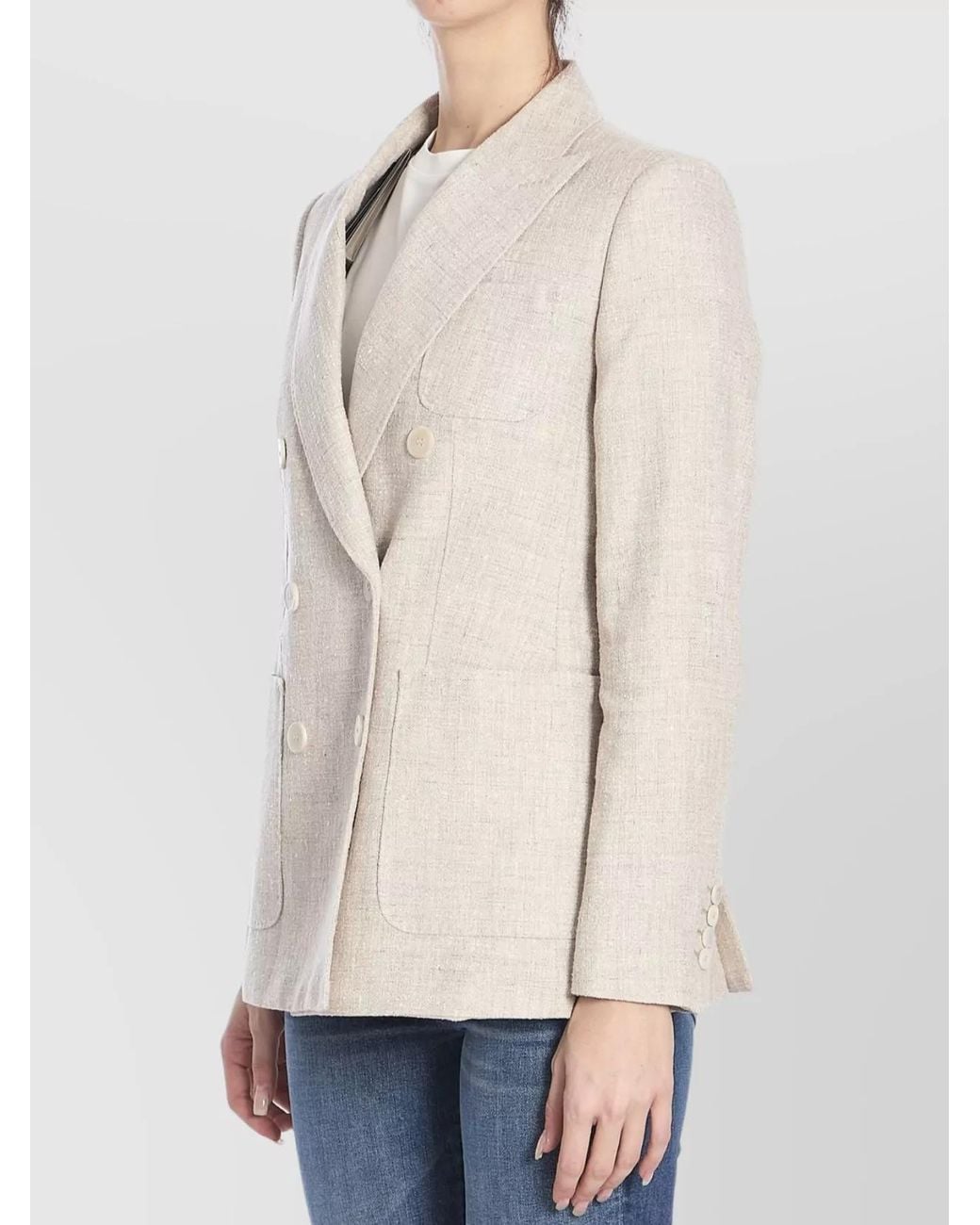 Max Mara Natural Linen Double-Breasted Blazer