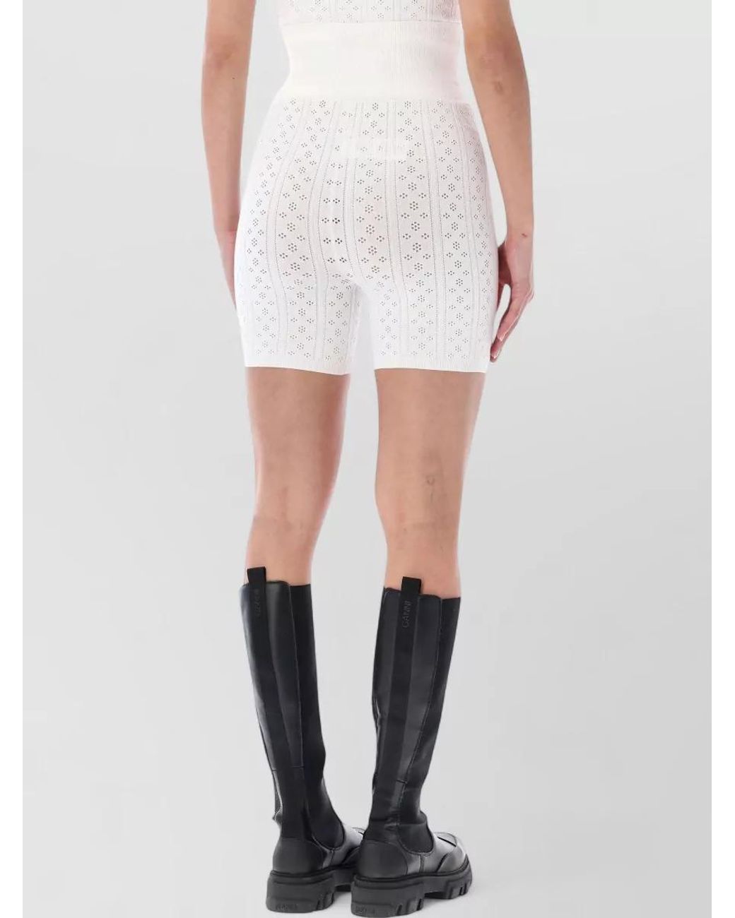 J.W. Anderson White Pointelle Knit Fitted Cycling Shorts