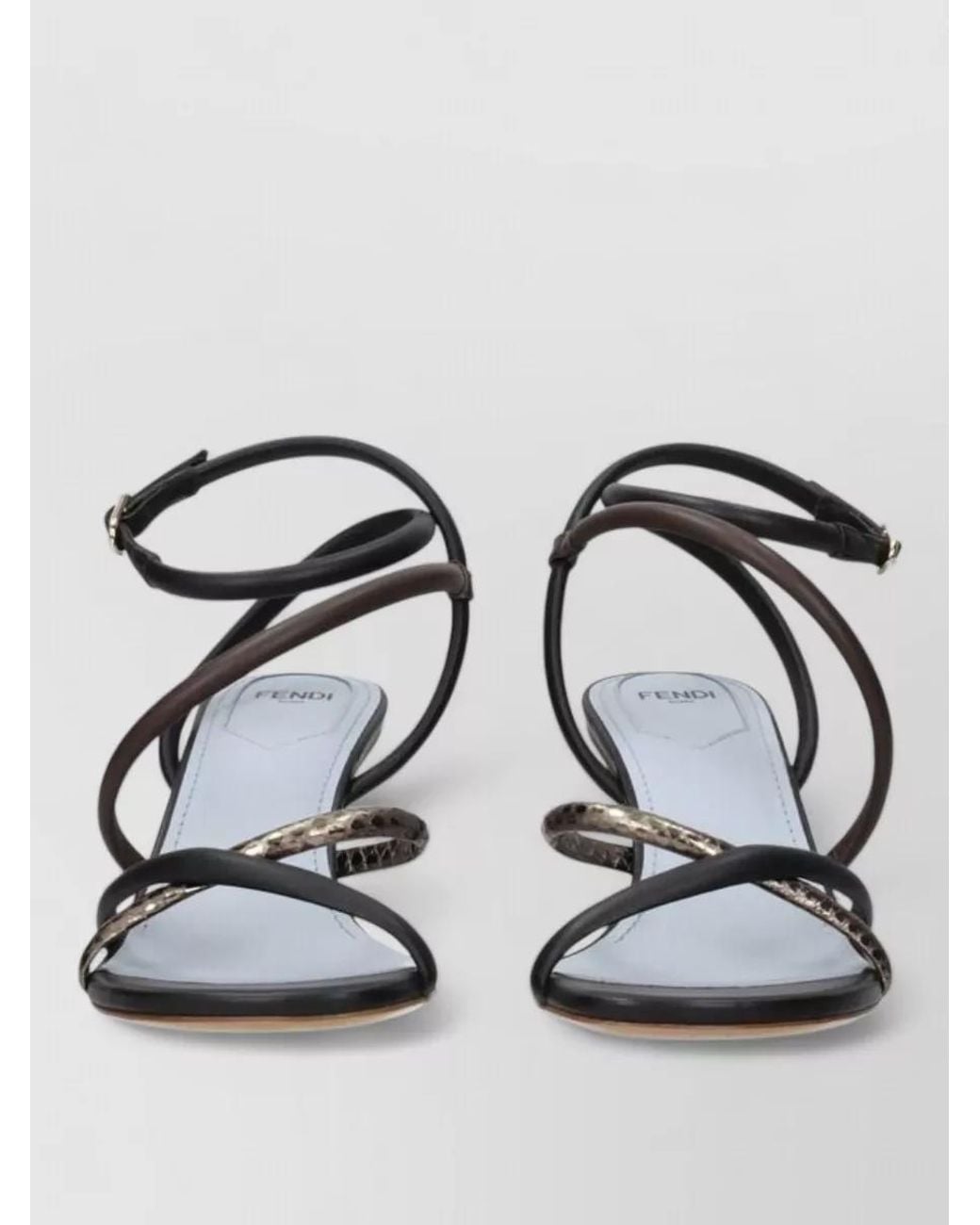 Fendi Metallic Leather Ankle-Strap Sandals