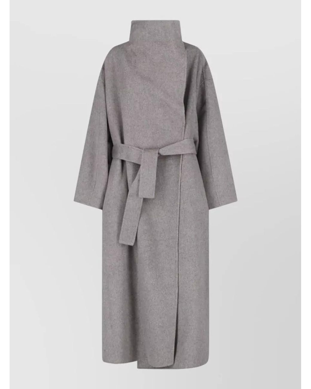 Frankie Shop Gray Wool Funnel Neck Single Breasted Coat
