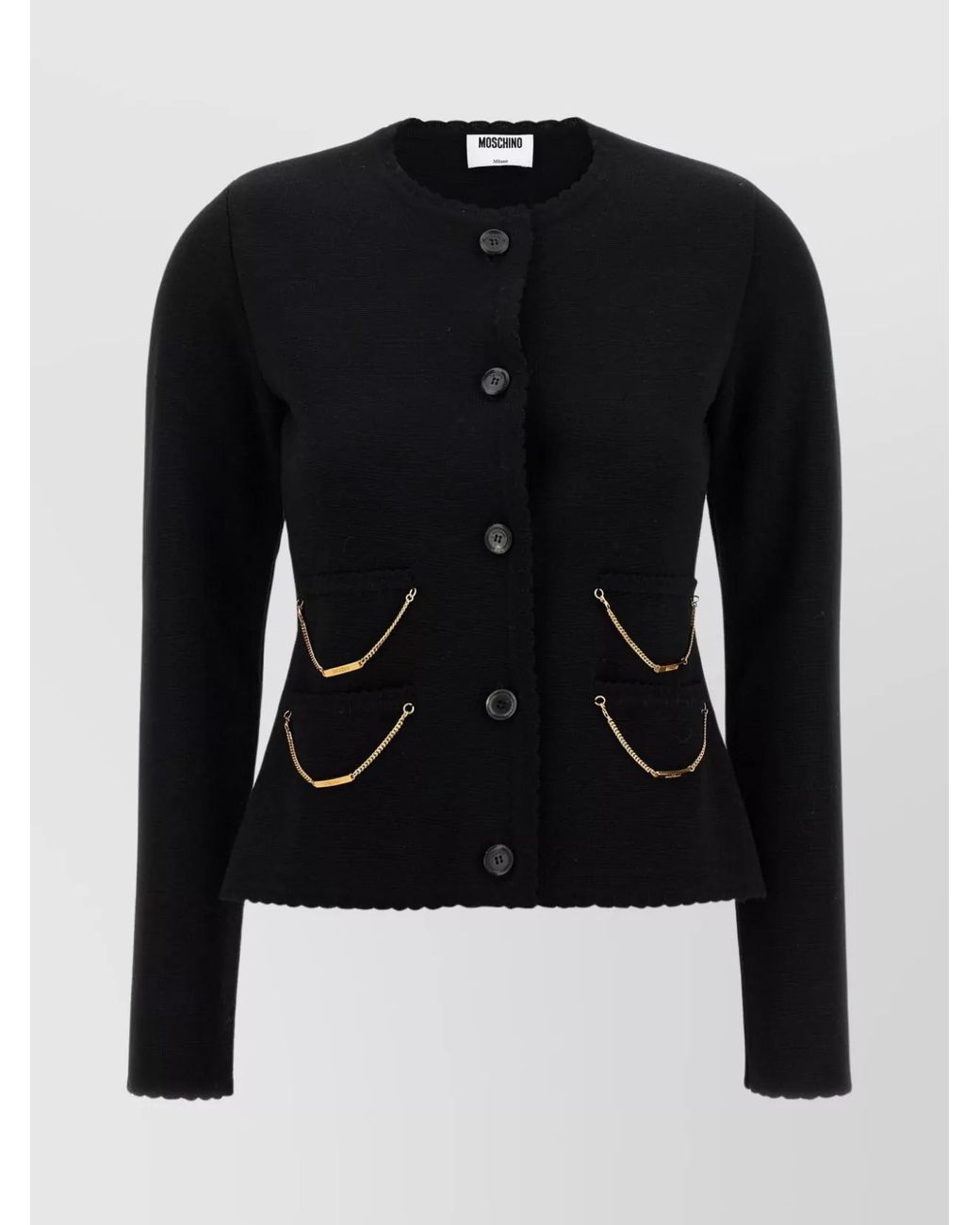 Moschino Black Wool Chain Cardigan