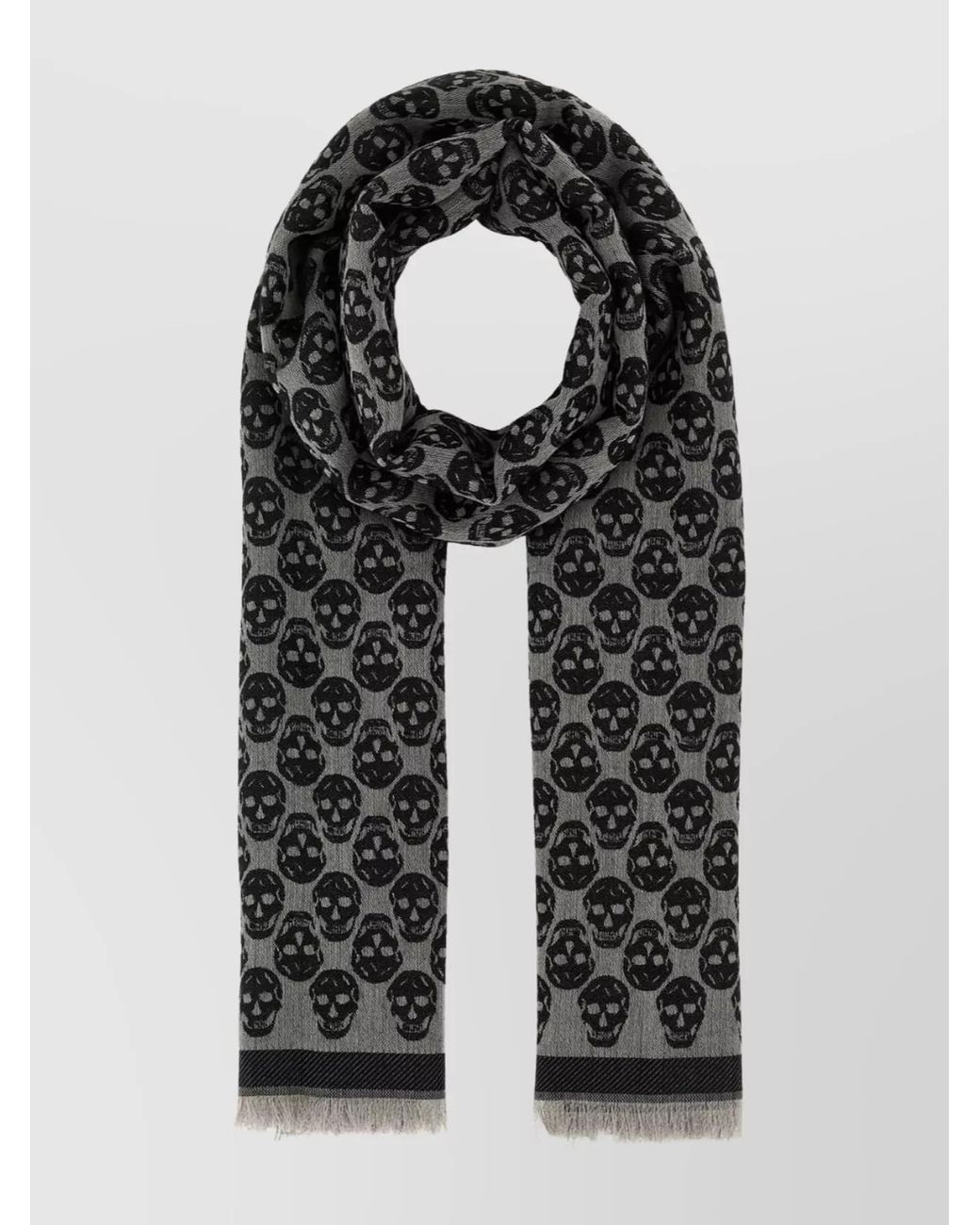 McQueen Black Embroidered Silk Blend Scarf for men