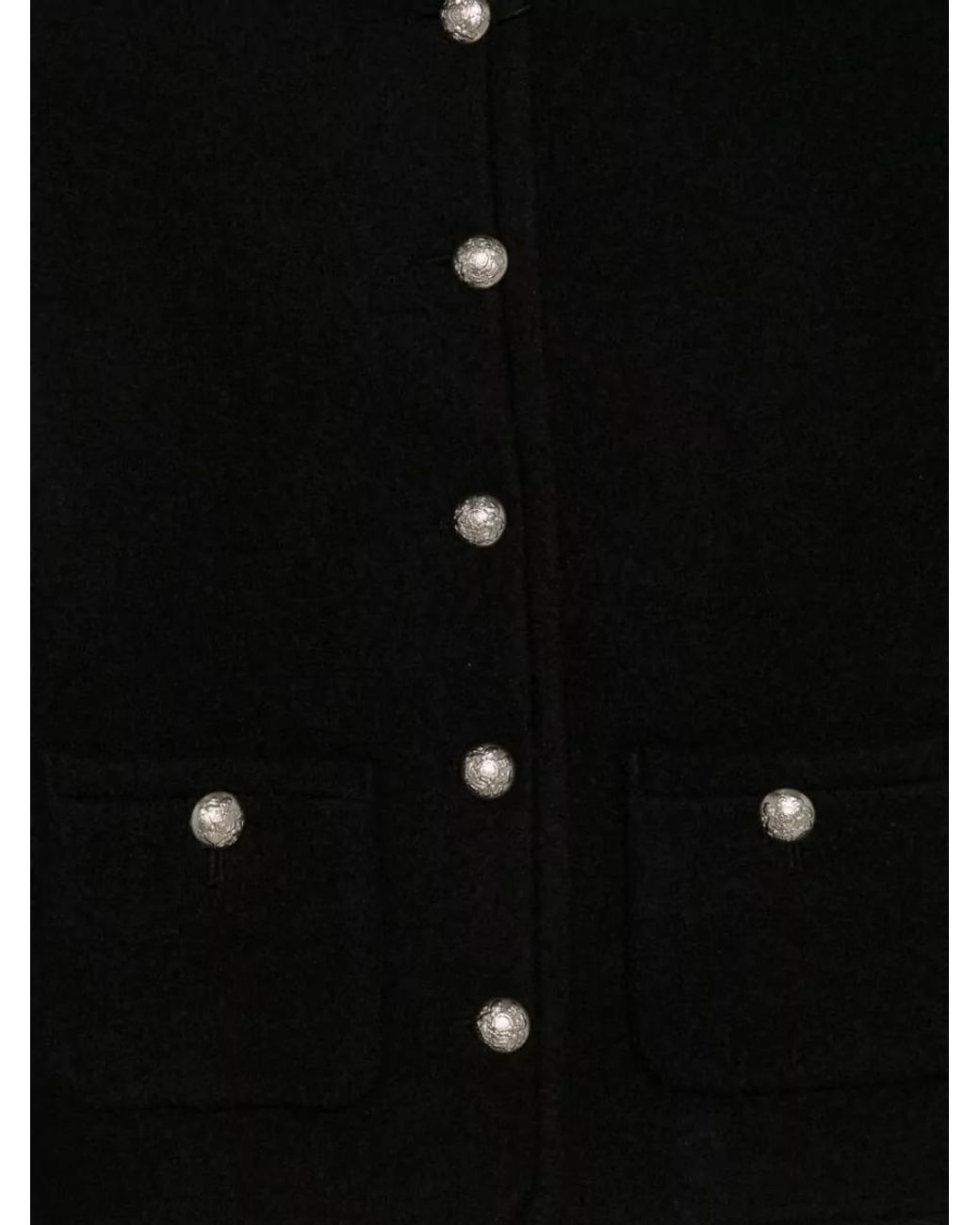 DUNST Black Wool Tweed Collarless Single-Breasted Coat