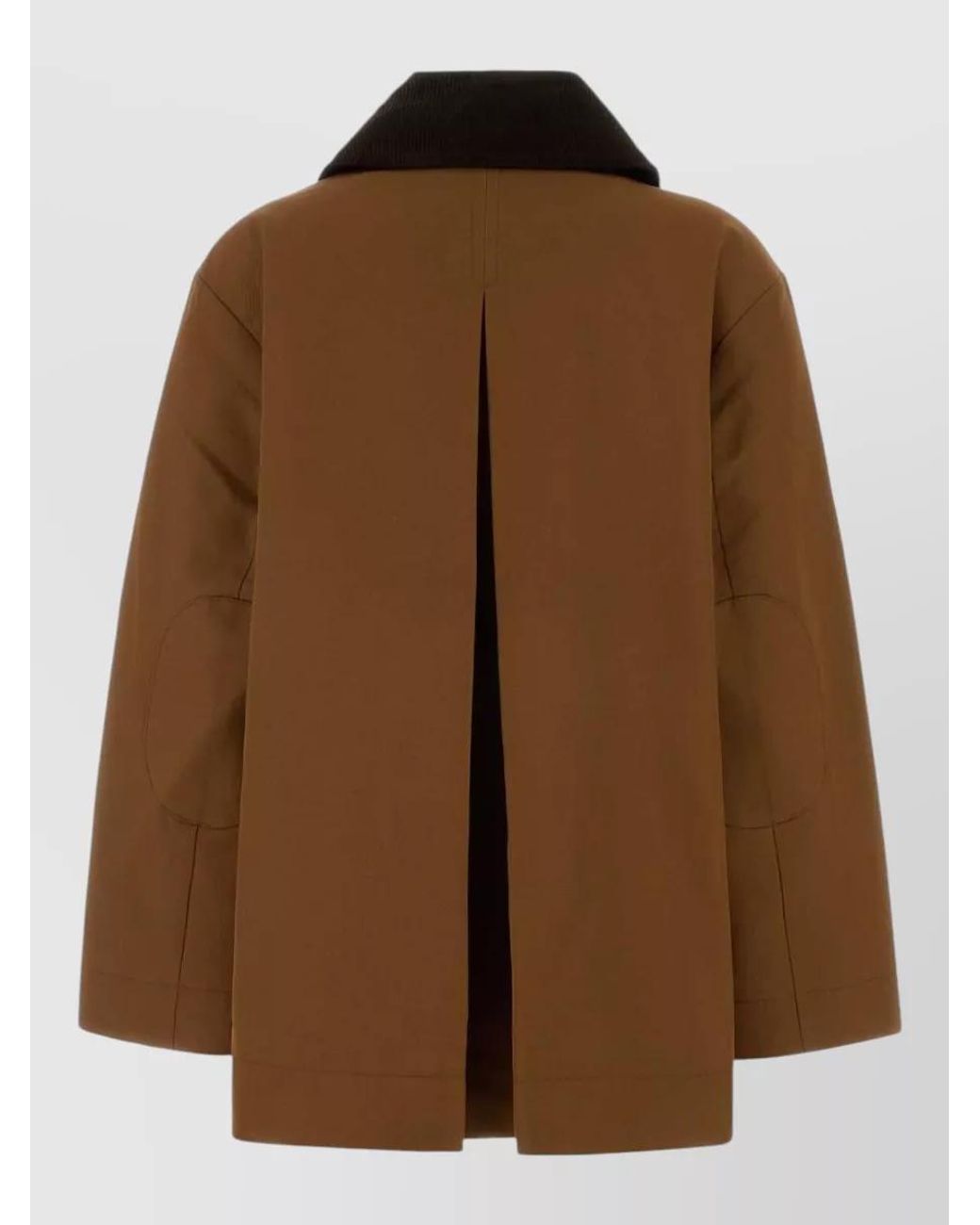 Ganni Brown Relaxed-Fit Twill Single-Breasted Coat