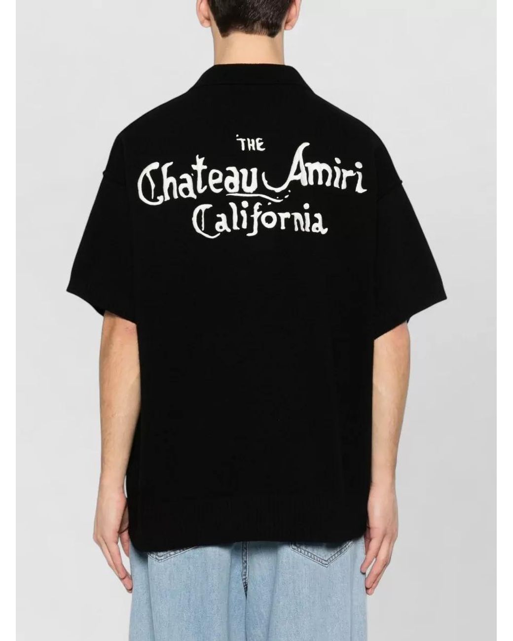 Amiri Black Ma Chateau Short Sleeve Polo Knit for men