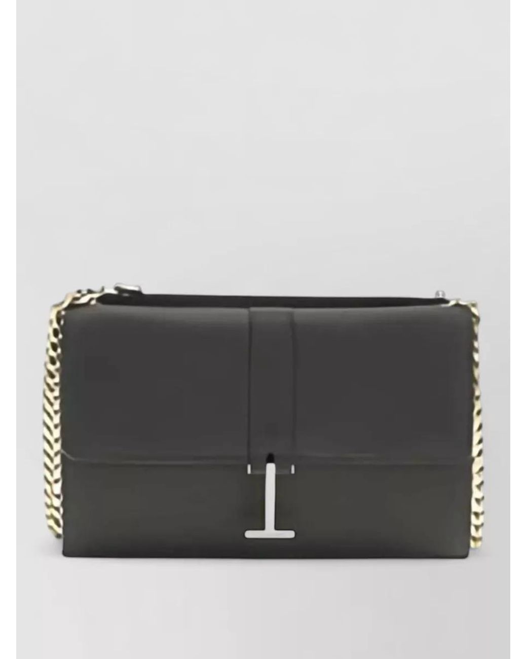 Tom Ford Gray Mini Pebbled Leather Chain Clutch Bag