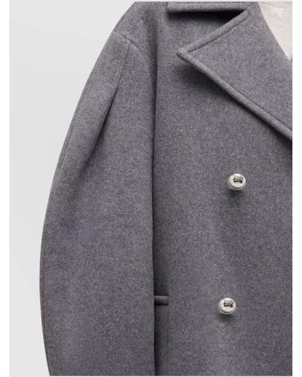 Ganni Gray Cashmere Blend Double Breasted Midi Coat