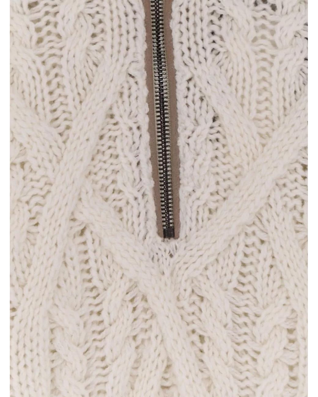 Boss Natural Cable Knit Crewneck Sweater With Ribbed Cuffs And Hem for men