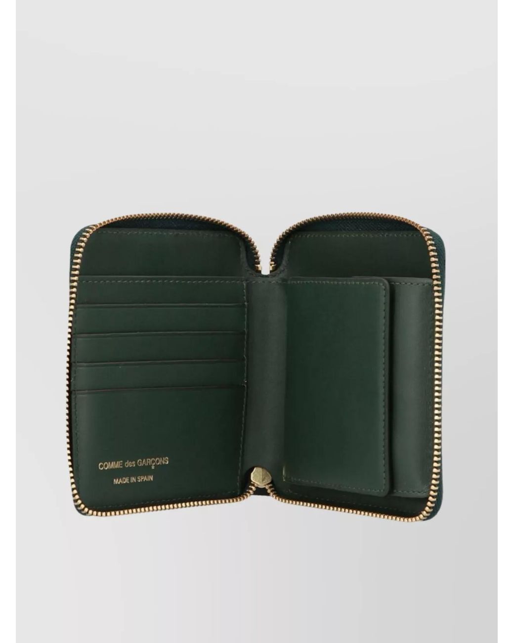 Comme des Garçons Green Leather Zip-Around Wallet