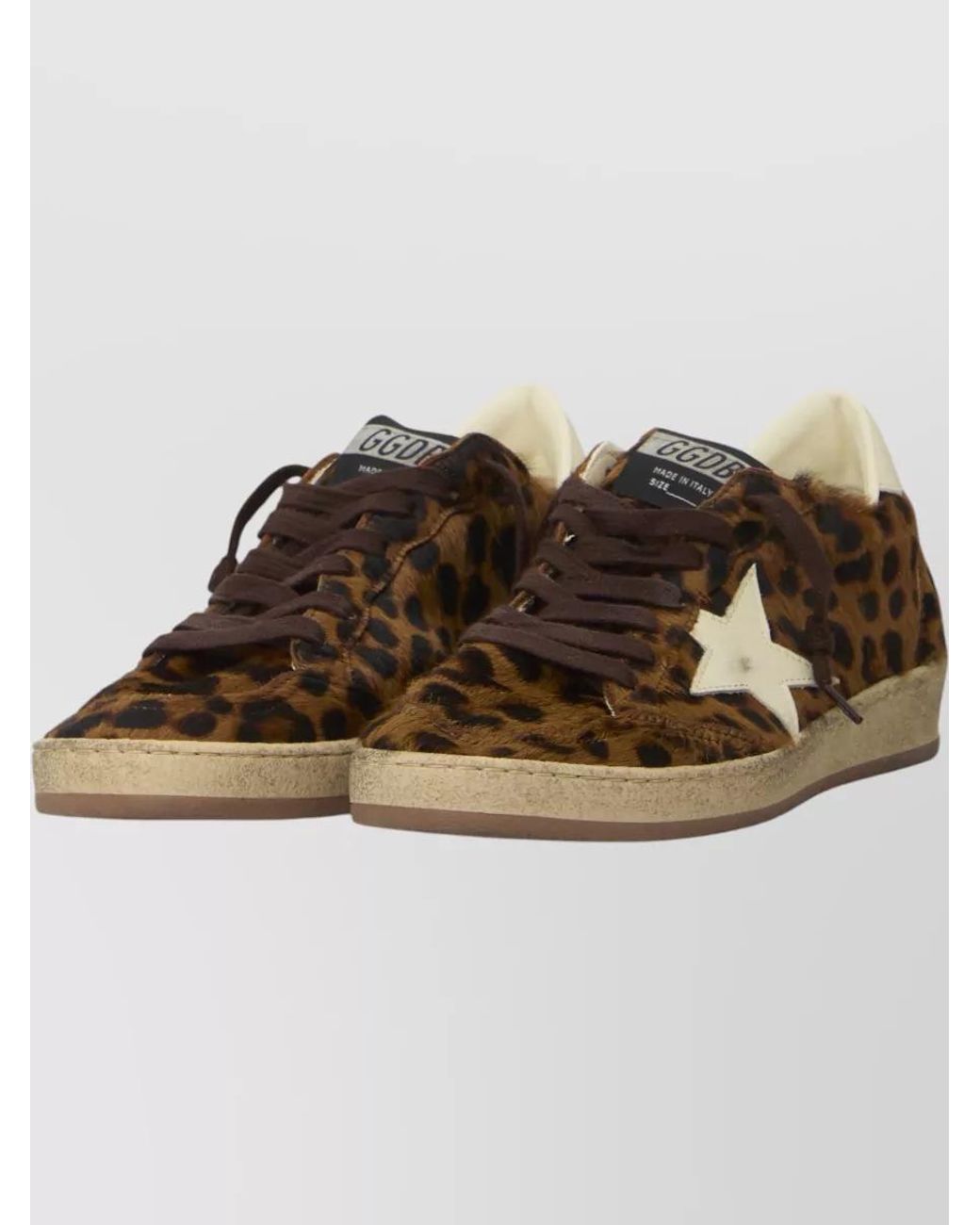 Golden Goose Deluxe Brand Brown Leather Animal-Print Low-Top Sneakers