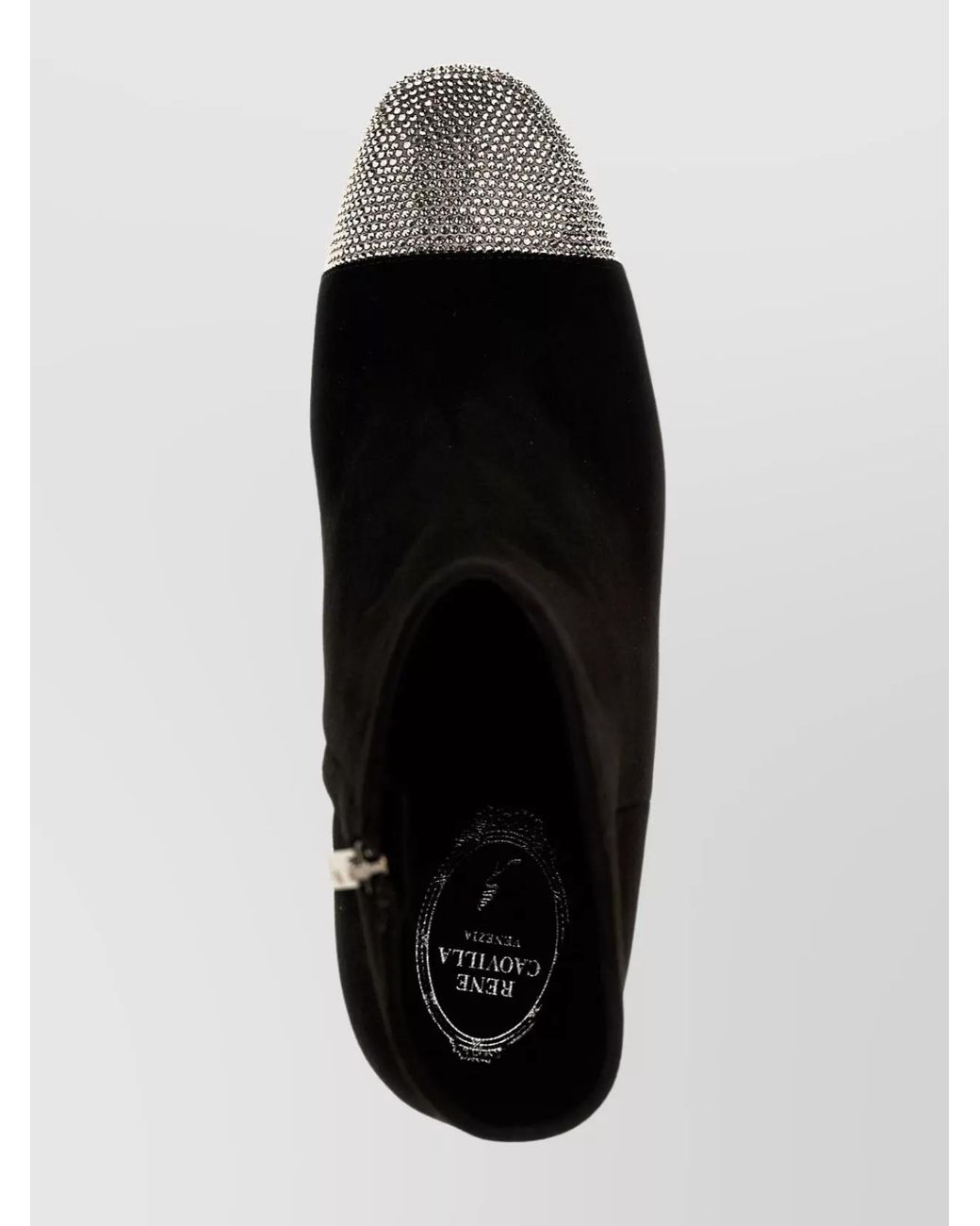 Rene Caovilla Black Leather Satin Ankle Boots