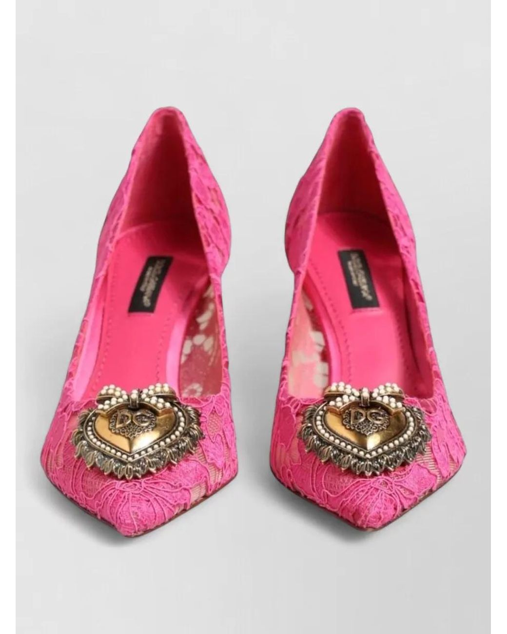 Dolce & Gabbana Pink Taormina Lace Pumps
