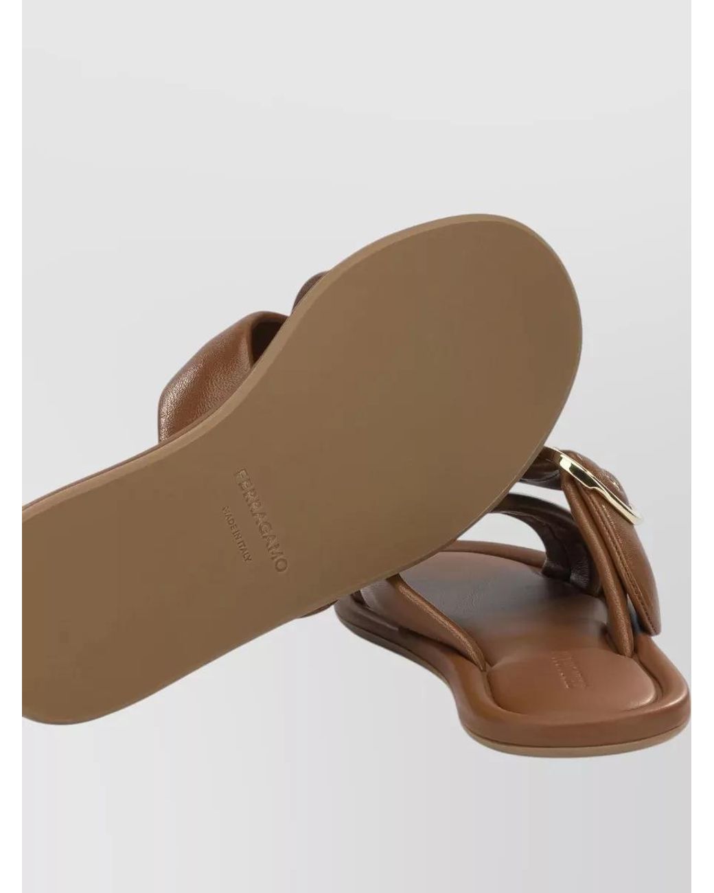 Ferragamo Brown Leather Elyzia Slides