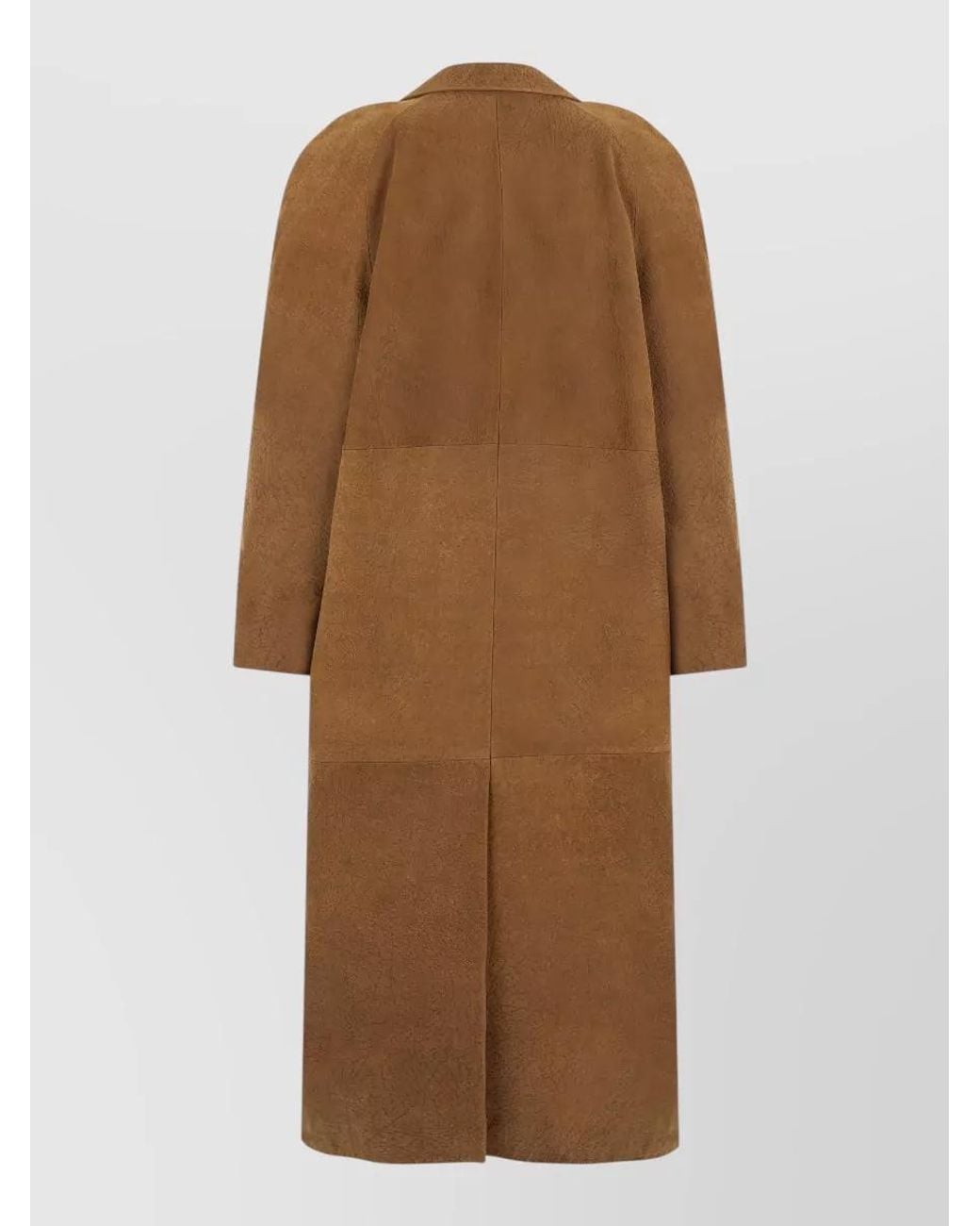 The Mannei Brown Leather Long Single-Breasted Coat