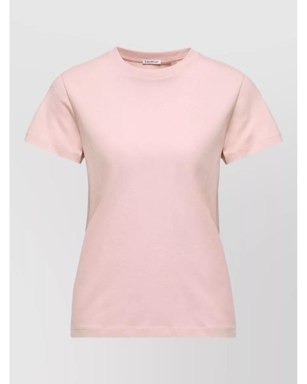 Moncler Pink Cotton Ribbed Crewneck Short-Sleeve T-Shirt
