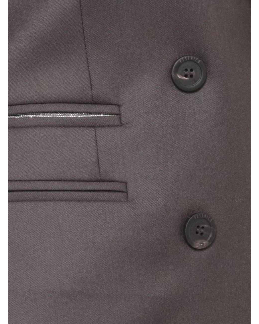 Peserico Black Wool Double-Breasted Blazer