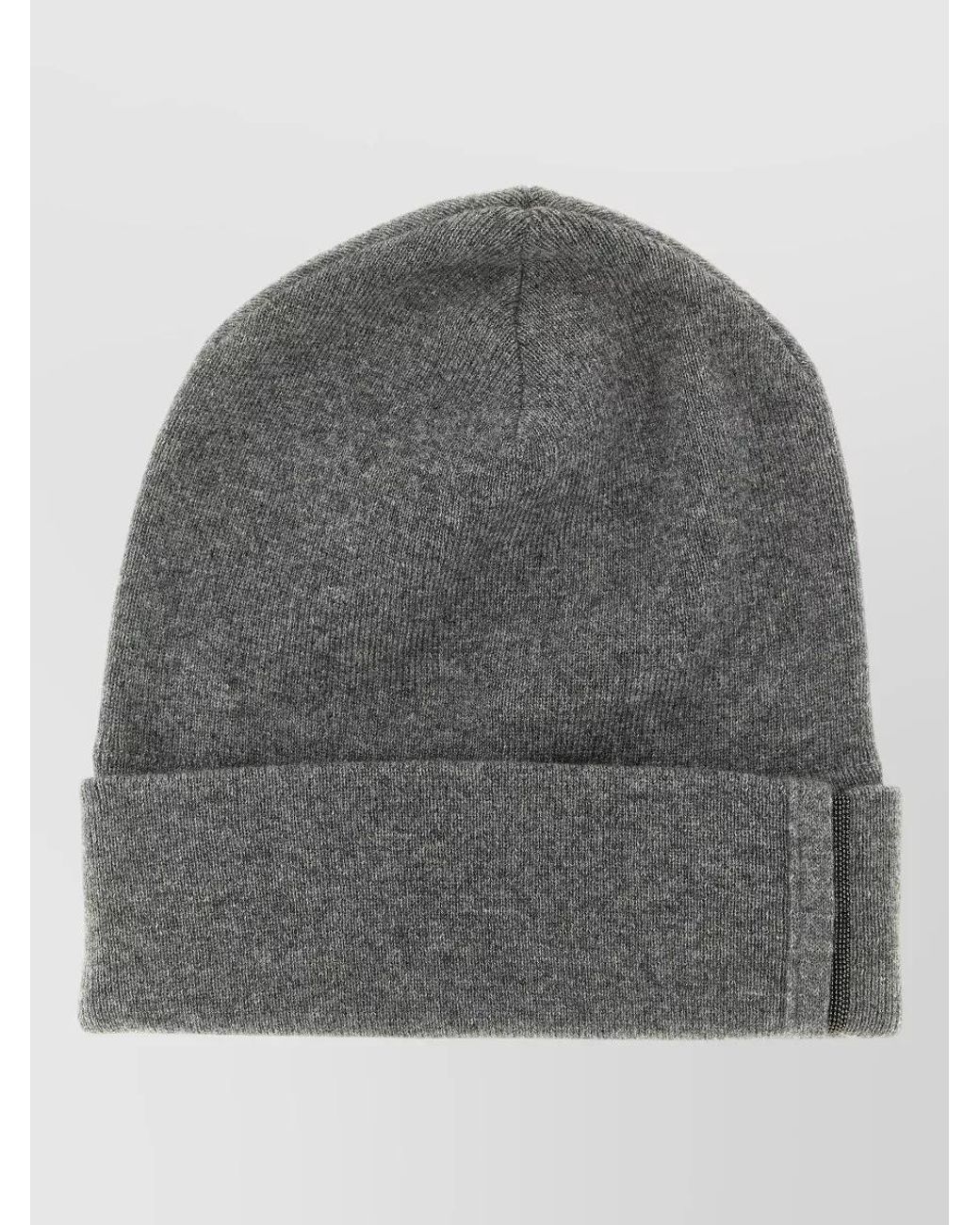 Brunello Cucinelli Gray Cashmere Micro Ribbed Beanie
