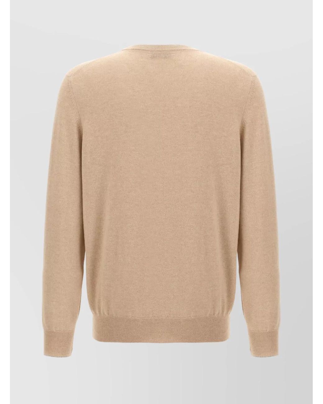 Brunello Cucinelli Natural Cashmere Ribbed Crew Neck Regular Fit Jumper for men
