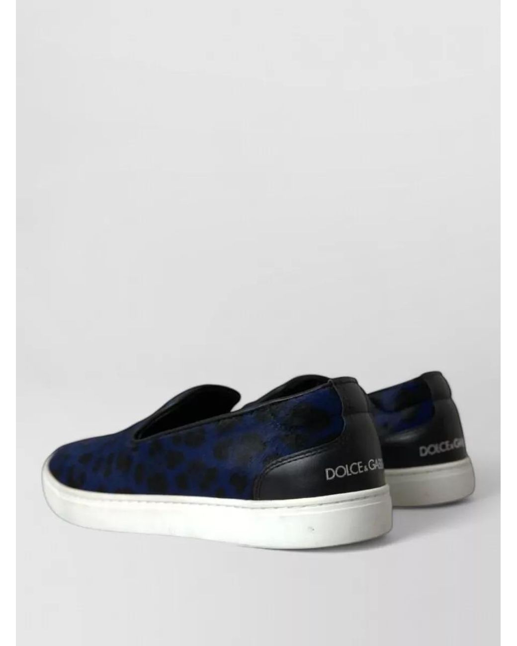 Dolce & Gabbana Blue Calf Hair Leopard Slip-On Sneakers for men