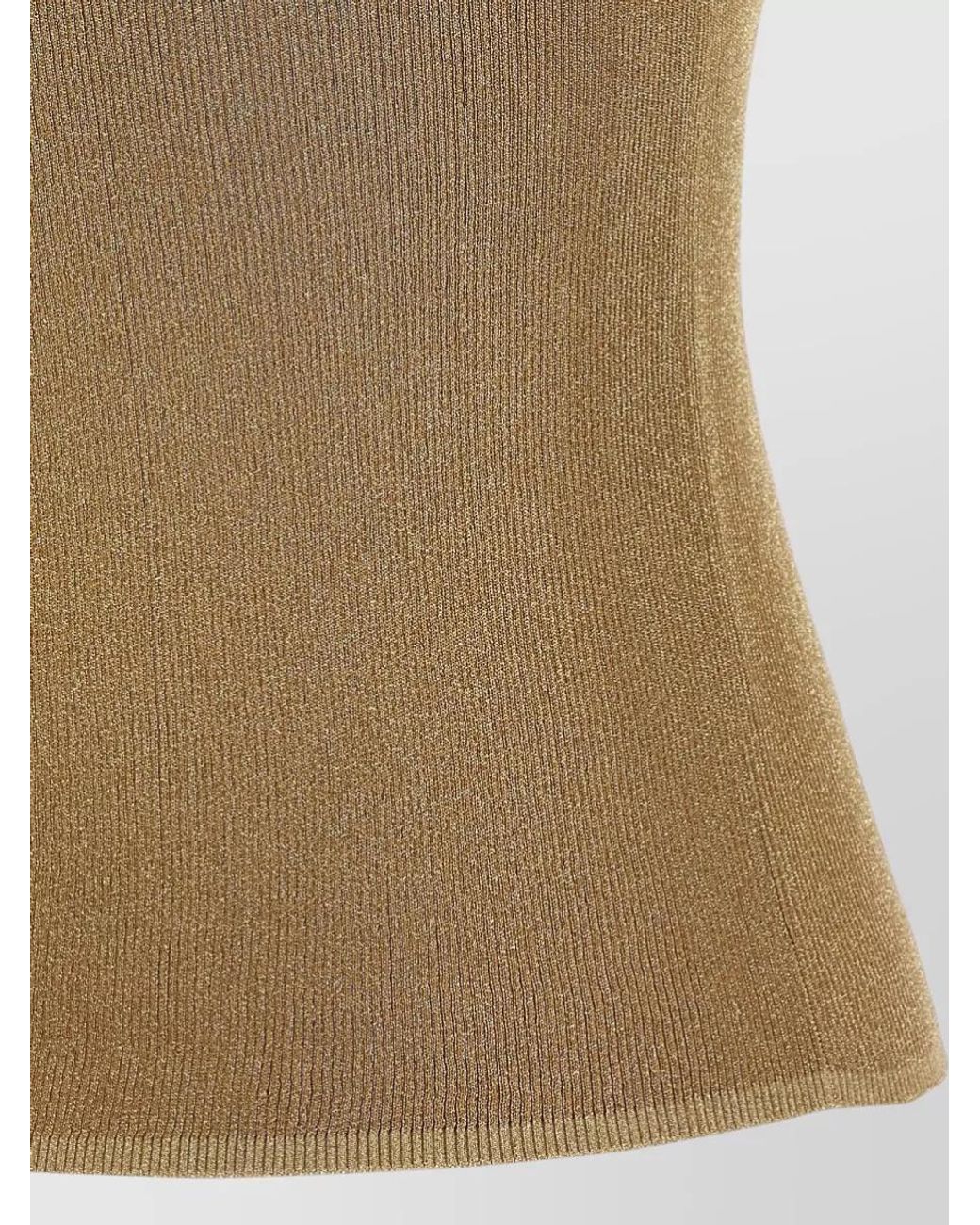 Max Mara Natural Ribbed Metallic Sleeveless Knitted Top