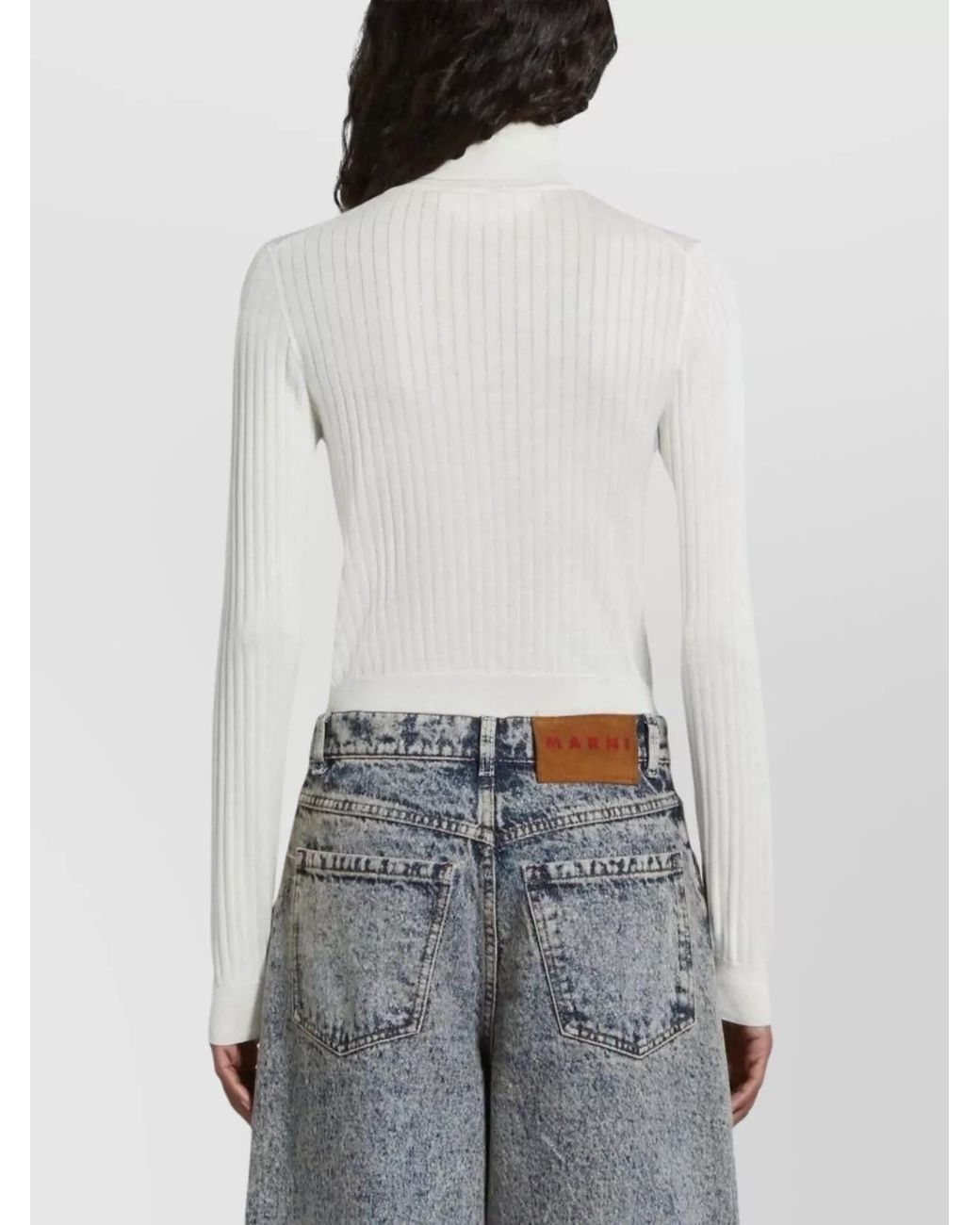 Marni White Silk Wool Turtleneck Sweater