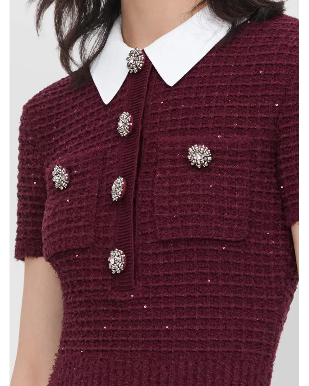 Self-Portrait Textured Knit Midi Dress