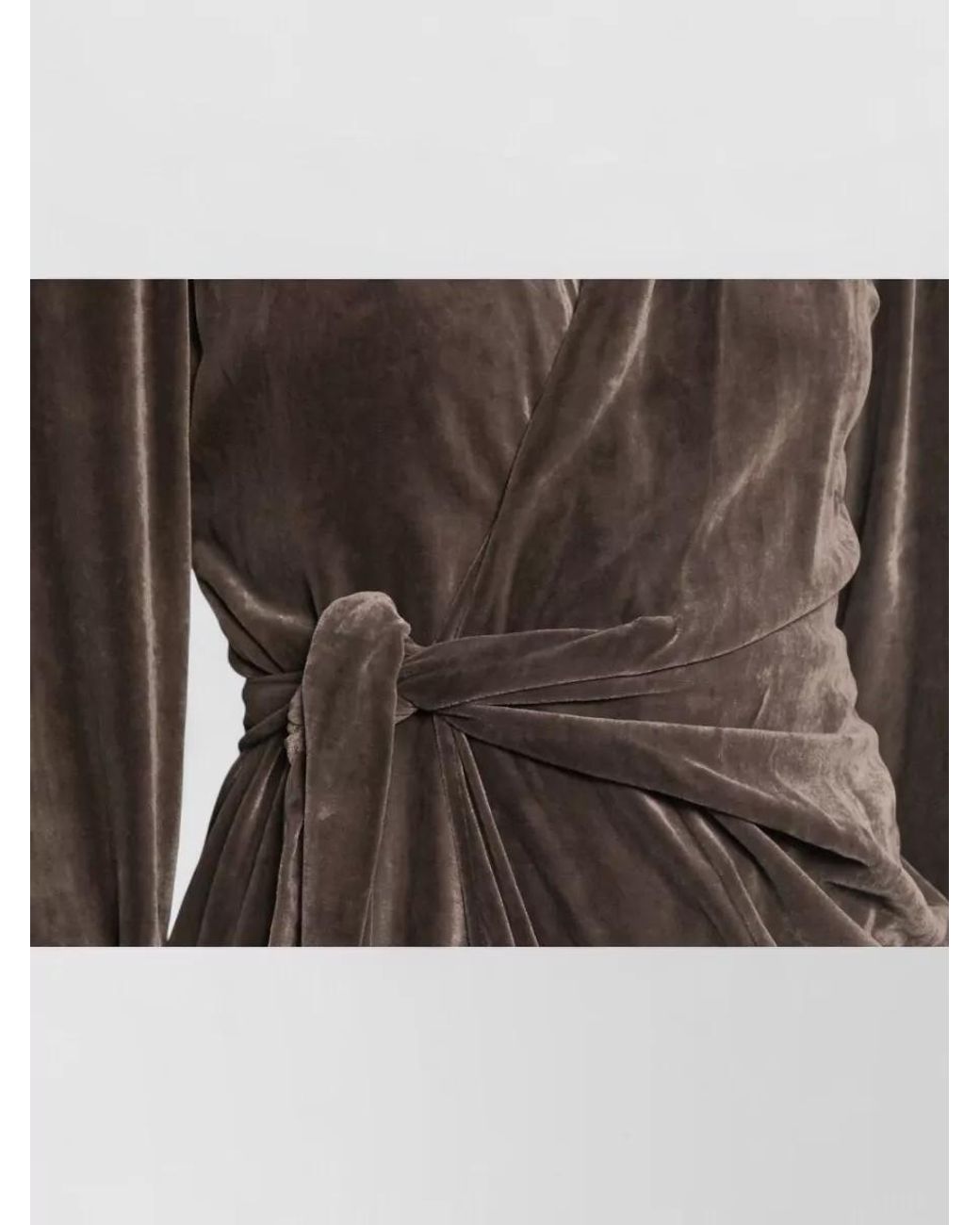 Rick Owens Brown Silk Velvet Draped Wrap V-Neck Long-Sleeve Maxi Dress