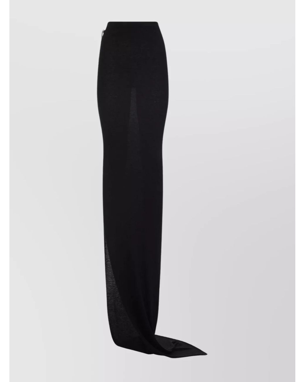 Rick Owens Black Wool Side-Slit Fitted Skirt