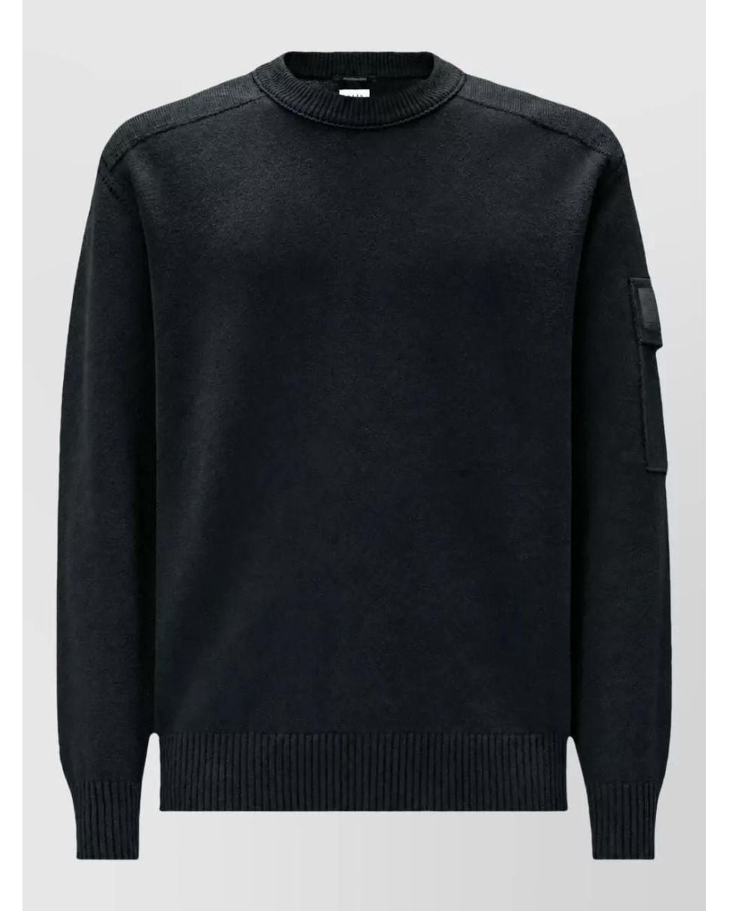 C P Company Black Virgin Wool Regular-Fit Ribbed Crew-Neck Sweater for men