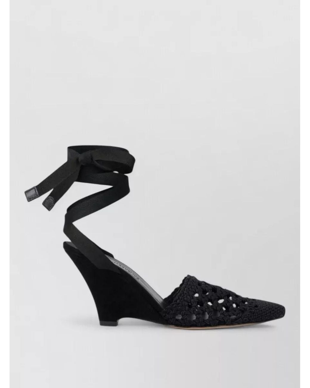 Jacquemus Black Leather Lace-Up Wedge Espadrilles