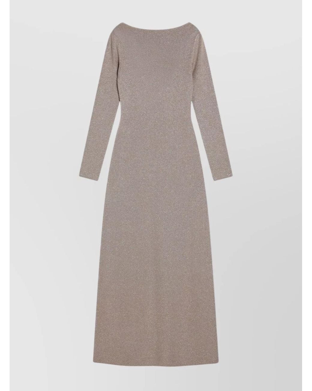 Max Mara Gray Viscose Lurex Maxi Dress