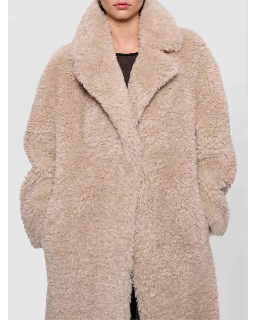 Stand Studio Natural Oversized Long Faux Fur Coat
