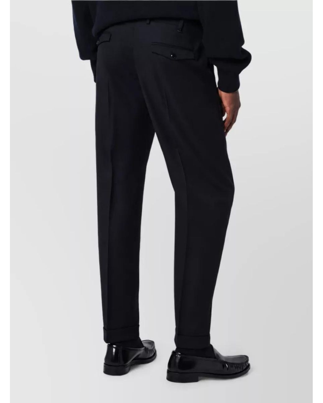 PT Torino Blue Wool Regular-Fit Straight-Leg Trousers for men