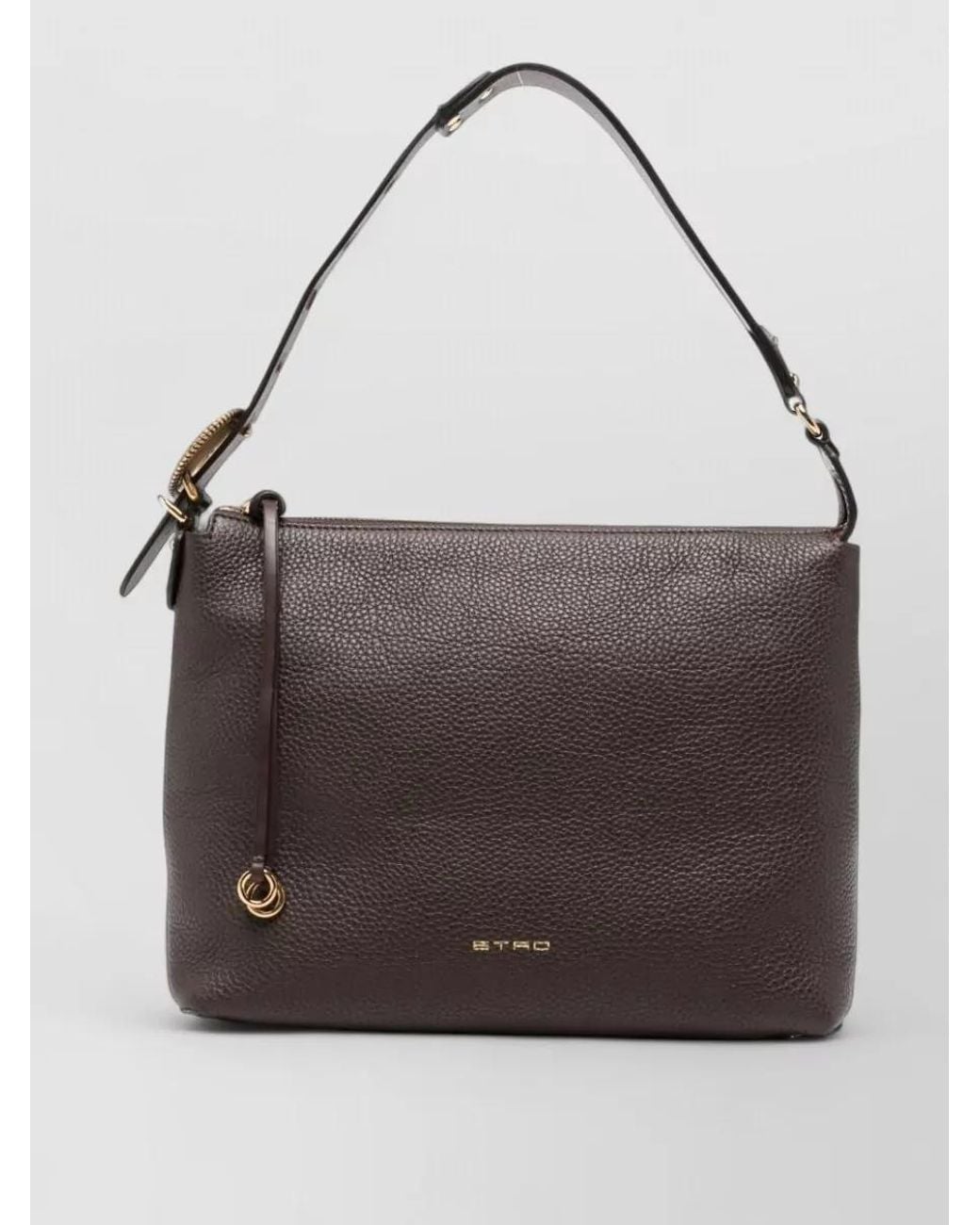 Etro Gray Medium Leather Tote Bag