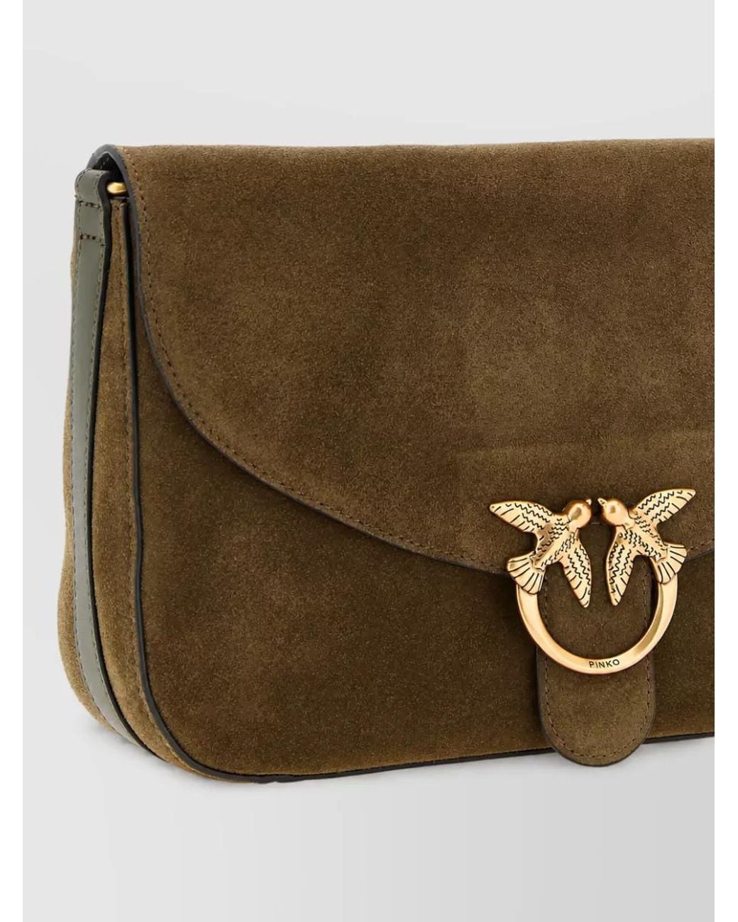 Pinko Brown Love Bag Medium Leather Clutch Bag