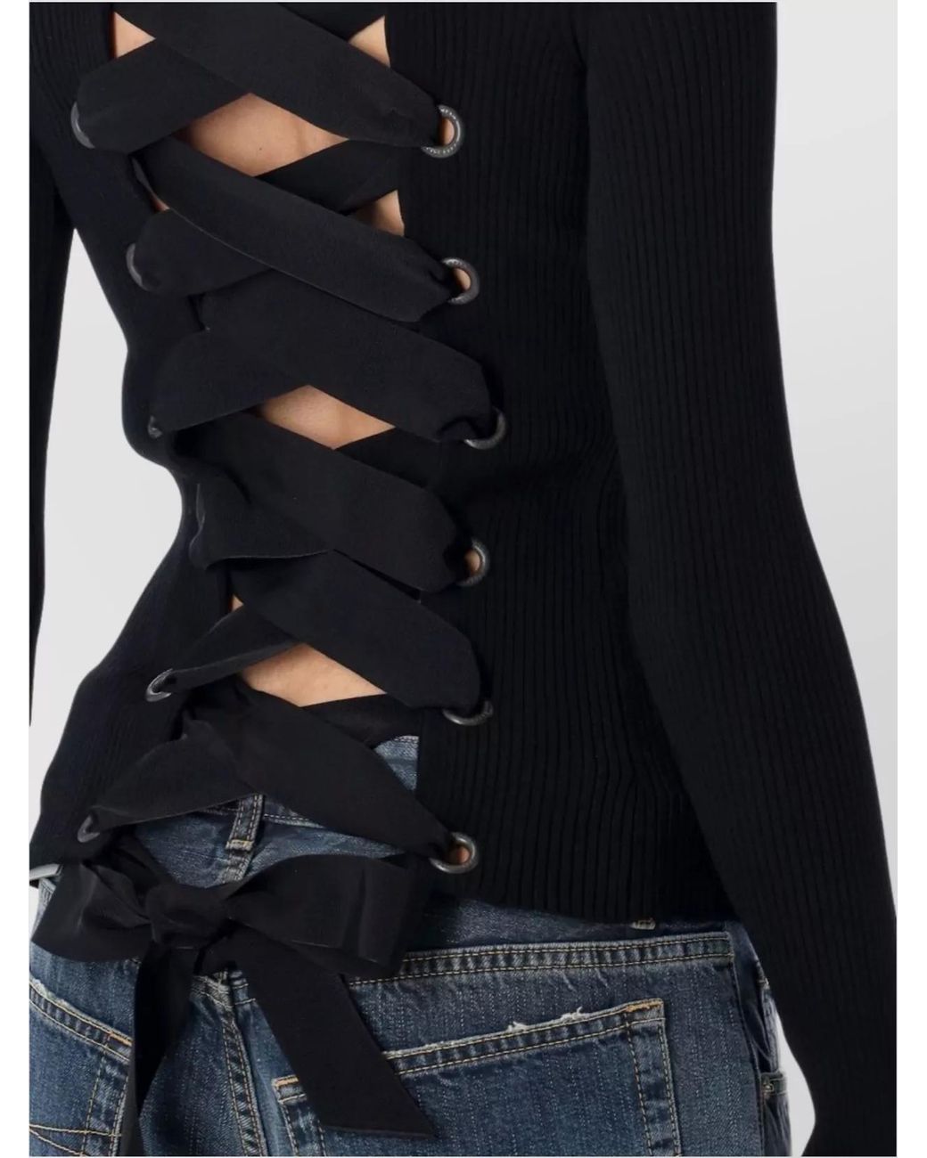 Balenciaga Blue Lace Turtleneck Top