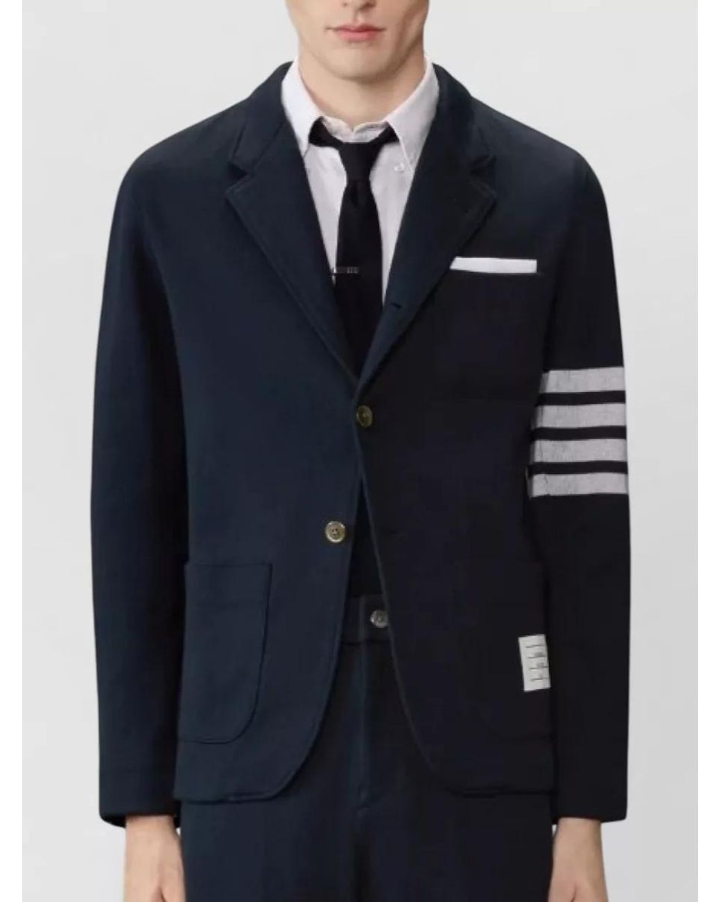 Thom Browne Blue Cotton Double-Face Knit Blazer for men