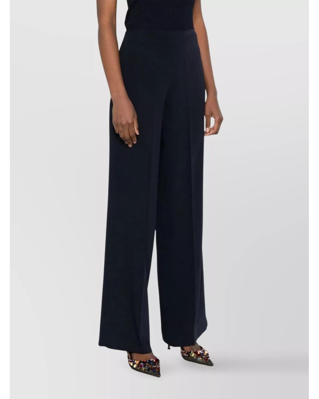 P.A.R.O.S.H. Blue High-Rise Wide-Leg Trousers