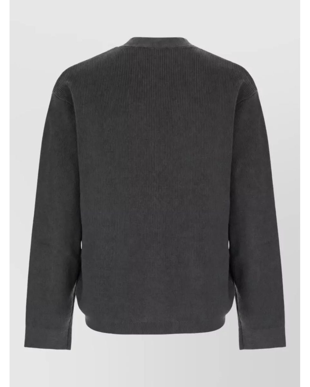 Emporio Armani Gray Ribbed Virgin Wool Cotton Zip Jacket for men