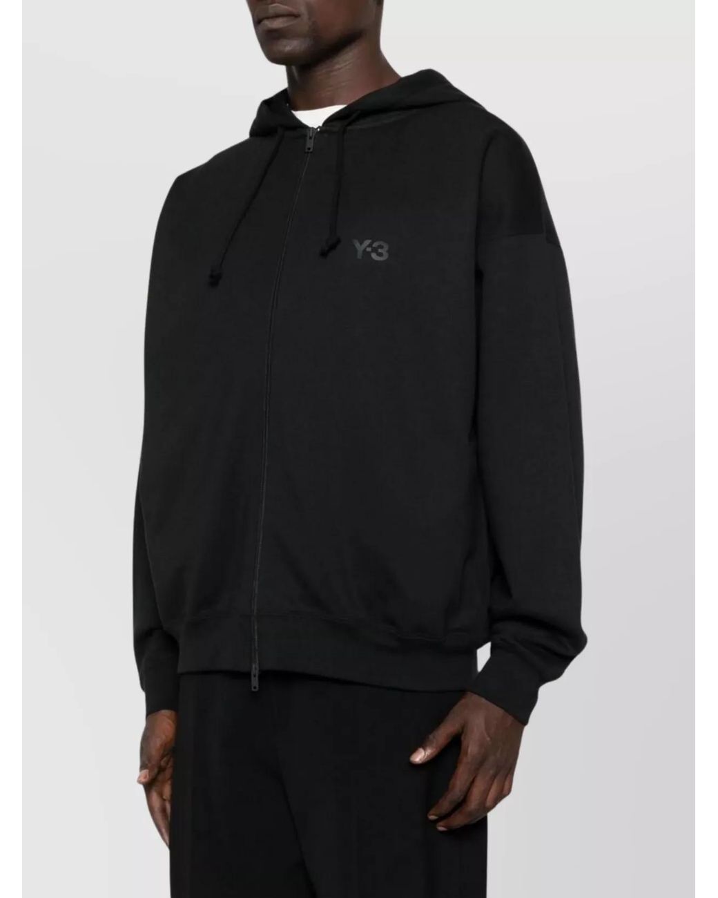 Y-3 Black Logo Zip-Up Hoodie for men