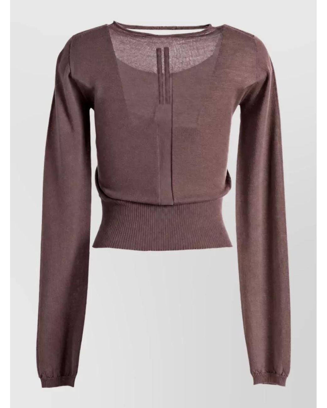 Rick Owens Brown Fine-Knit Cutout Cropped Jumper