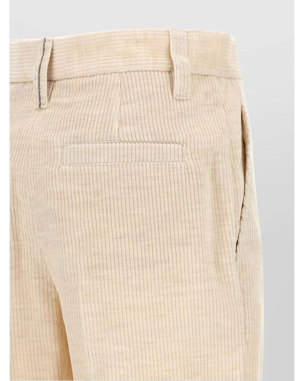 Brunello Cucinelli Natural Striped Regular-Fit Tailored Trousers