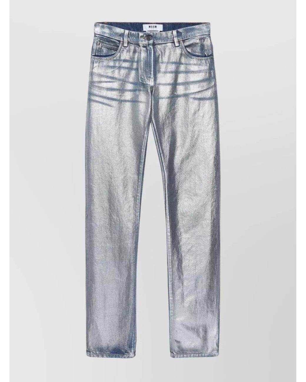 MSGM Blue Cotton Straight Trousers