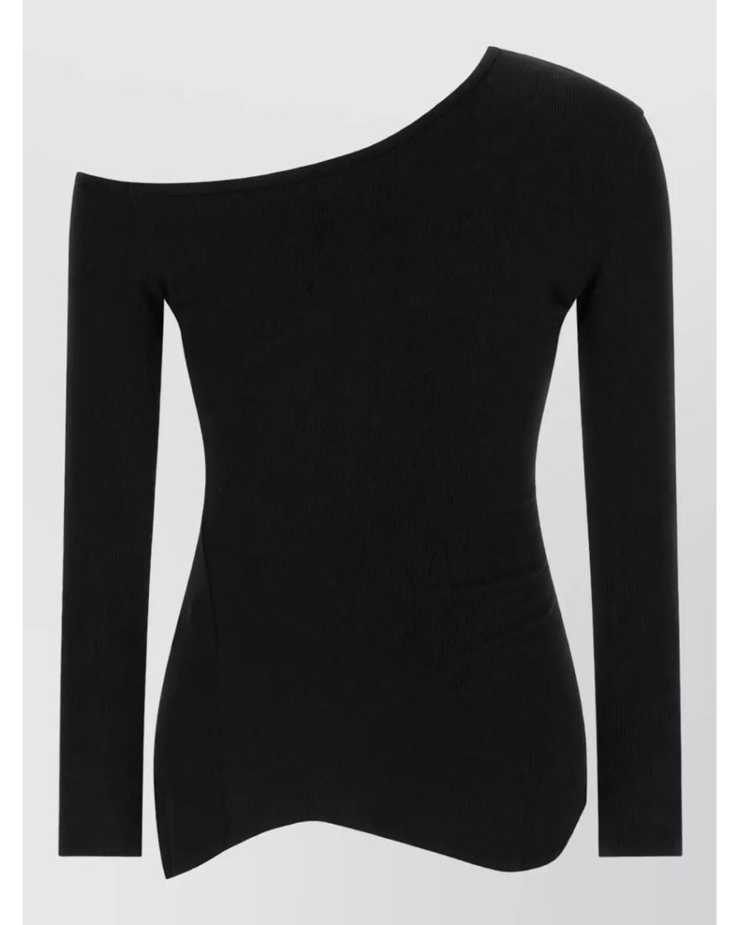 Vivienne Westwood Black Ribbed Asymmetric One-Shoulder Long-Sleeve T-Shirt