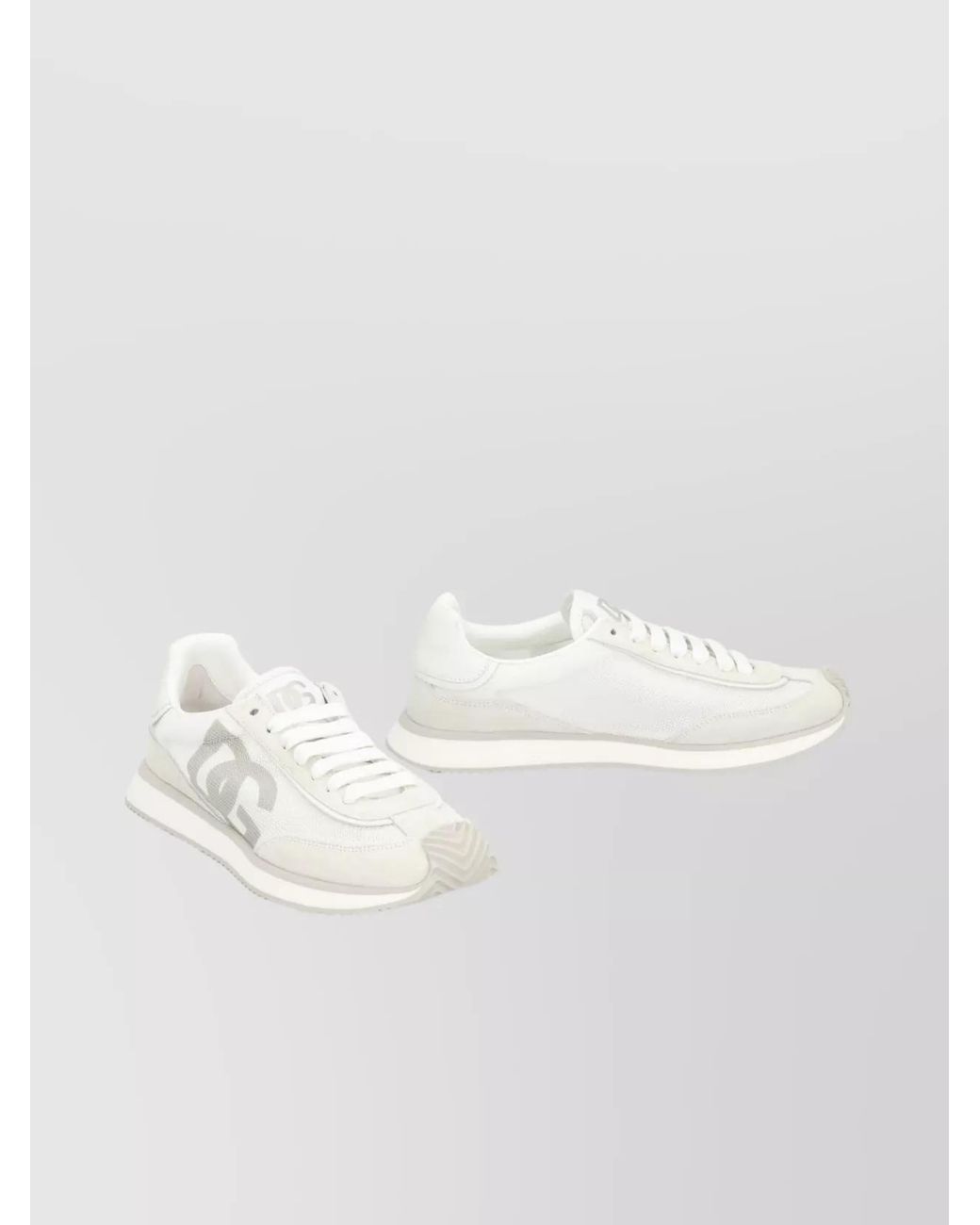 Dolce & Gabbana White Cushion Low-Top Sneakers Suede Accents