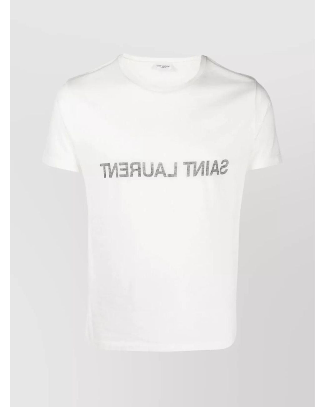 Saint Laurent White Cotton Logo Print T-Shirt for men